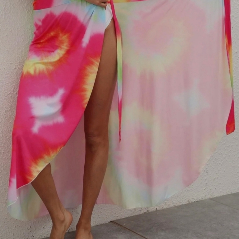 High Wasit Tie-Dye Wrapover Skirt 🧡💛❤ - Picture 3 of 8